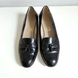 Salvatore Ferragamo Vintage Tassel Leather Loafers Women Size US 9 B Black